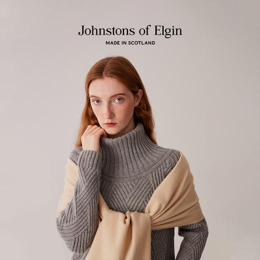 Johnstons of Elgin经典纯羊绒宽幅围巾 纯色 商品图4