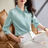 娜璐多 女士雪纺衬衫两件套2023春夏小香风休闲衬衣套装立领绿色薄款上衣 商品缩略图2