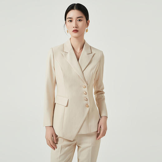 IWY/高端杏色长袖西装套装女2023秋季职业装气质播音艺考上镜主持正装CP10407 商品图3