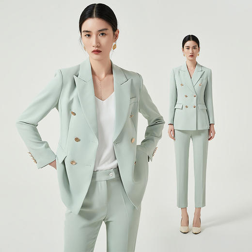 IWY/高端浅绿色西装外套女气质双排扣美容院职业装工作服通勤商务正装CP11385 商品图4