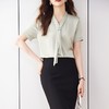 娜璐多 OL通勤套装女2023夏季新款仿缎面短袖衬衫鱼尾半身裙两件套气质风 商品缩略图3