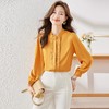 娜璐多 今年流行气质橙色缎面衬衫女2023早秋新款休闲百搭时尚珍珠衬衣女 商品缩略图0