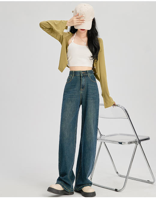 【YW】无忧购秋季遮肉显瘦拉长腿部比例塑形显瘦塑造小蛮腰视觉显瘦牛仔裤JM8808（截单后7天发货) 商品图7