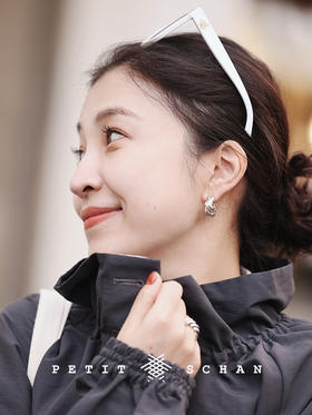 浪漫之环 925纯银重工法式扭花耳环