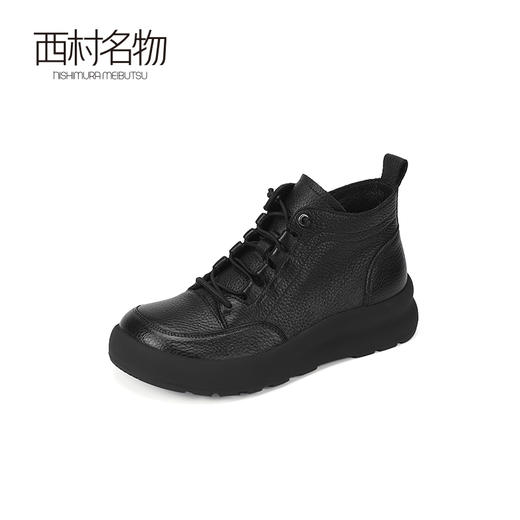 西村名物2023年秋季新款百搭厚底真皮马丁靴平底英伦风圆头休闲T23DS44081 商品图1