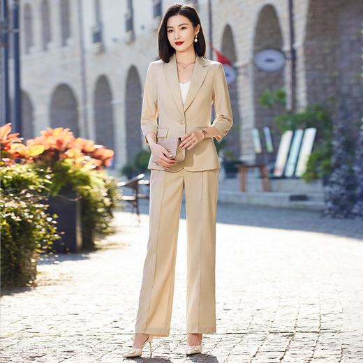 娜璐多 绿色阔腿裤西装套装女夏薄款2023高级感新款气质休闲七分袖小西服 商品图2