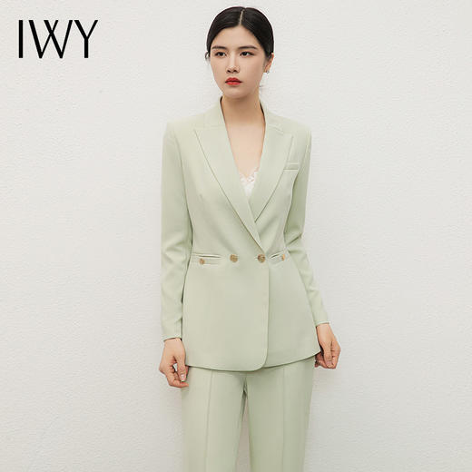 IWY/绿色职业装女士西装两件套装高级感通勤职场正装西服美容院工作服CP13301 商品图3