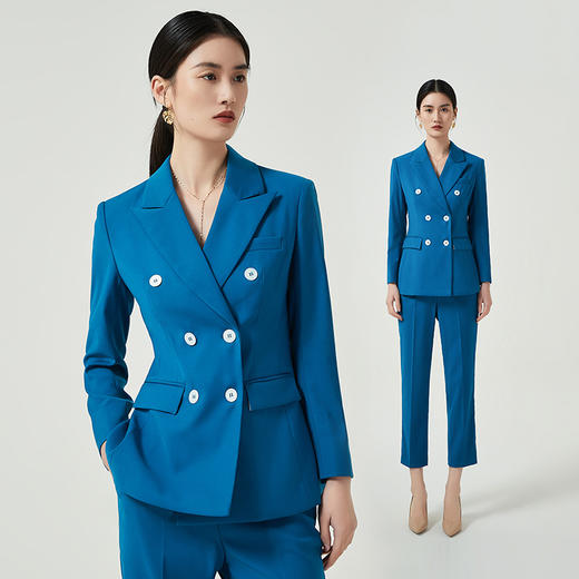 IWY/深蓝色高端经理西装套装女秋款气质售楼部职业装工作服西装两件套CP12115 商品图4
