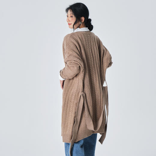 馥迦慵懒宽松绞花羊毛长开衫 NG-856 商品图6