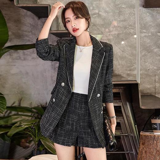 娜璐多 韩版条纹格子小西服套装女2023秋季新款气质通勤修身显瘦西装外套 商品图3