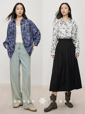 花间一壶酒 手绘印花亚麻汉麻衬衫