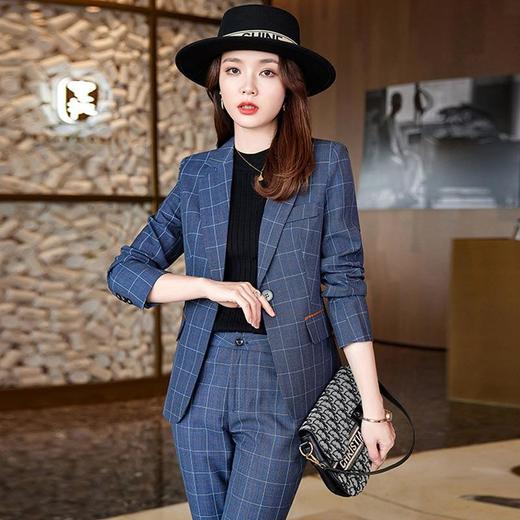娜璐多 格子西装套装女时尚潮流2023年早秋新款设计感小众休闲西服两件套 商品图1