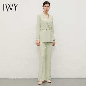 IWY/绿色职业装女士西装两件套装高级感通勤职场正装西服美容院工作服CP13301