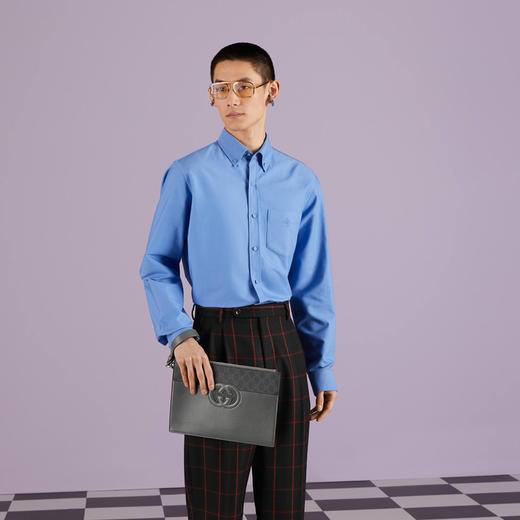 GUCCI 古驰 男士饰镂空互扣式双G收纳袋 混色 723320 K9GSN 1151 商品图3