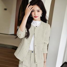 娜璐多 法式小香风外套+微叭裤套装女秋季2023新款设计感气质显瘦两件套