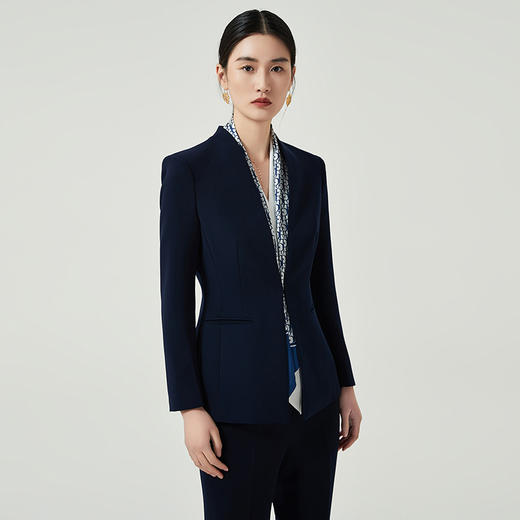 IWY/藏青色西装外套女2023新款秋季高级感职业套装修身经理工作服正装CP12305 商品图3