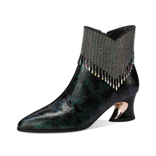 秋冬新款，复古风尖头中跟短靴YSML-D785-350 商品图5