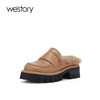 westory秋季新品英伦包头半拖懒人小众设计师真皮平底鞋W23CM73671 商品缩略图2