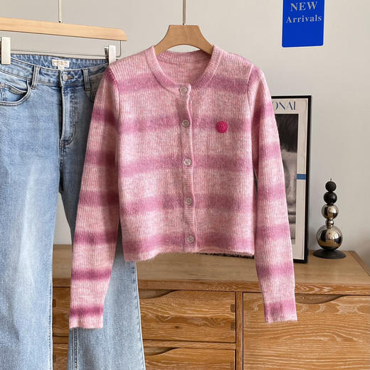 SelfWho粉色羊驼毛开衫针织衫090404 商品图4