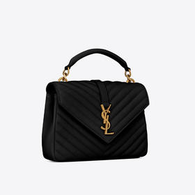 【二】SAINT LAURENT 圣罗兰 女士 COLLEGE 中号绗缝皮革手袋 黑色 600279 BRM07 1000