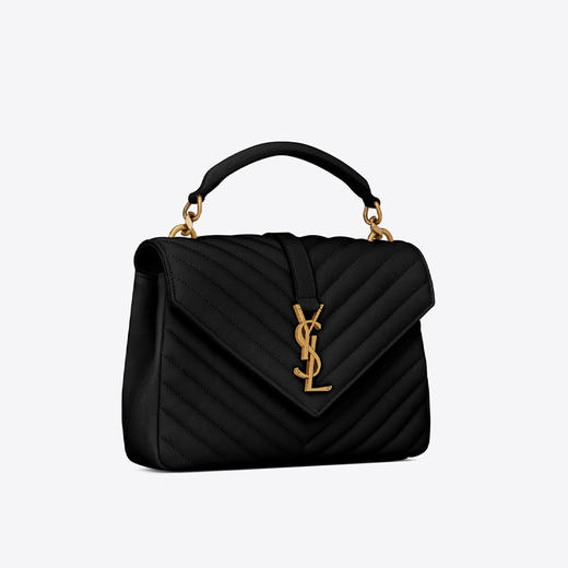 【二】SAINT LAURENT 圣罗兰 女士 COLLEGE 中号绗缝皮革手袋 黑色 600279 BRM07 1000 商品图0