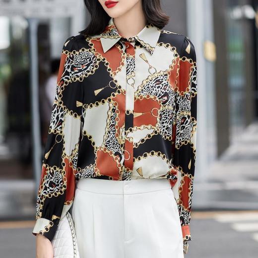 娜璐多 2023年豹纹衬衫女+直筒裤两件套女百搭秋韩版新款洋气通勤 商品图1