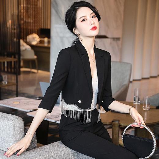 娜璐多 短款流苏小西装套装女2023春夏新款时尚气质女神范高级感炸街上衣 商品图0
