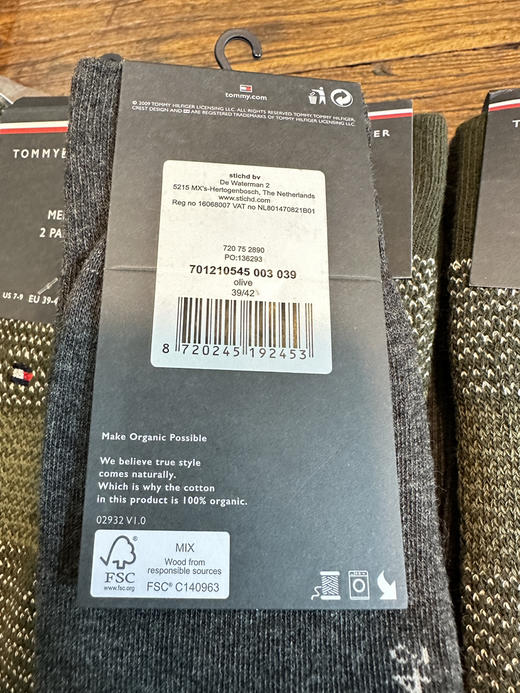 汤米男士中高筒袜。 商品图3