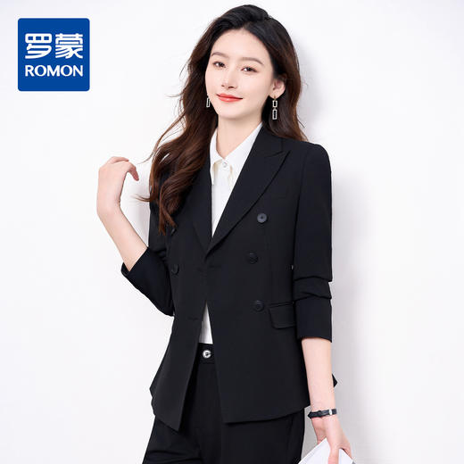 【西装+西裤】罗蒙春秋款女式套装简约百搭商务通勤职场西装两件套女 商品图0