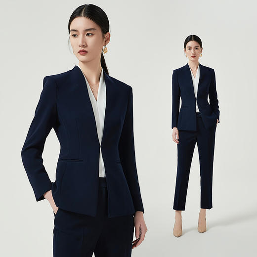 IWY/藏青色西装外套女2023新款秋季高级感职业套装修身经理工作服正装CP12305 商品图4