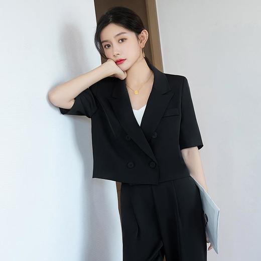 娜璐多 杏色小西装外套女春季2023新款小个子时尚休闲短款设计感西服套装 商品图2