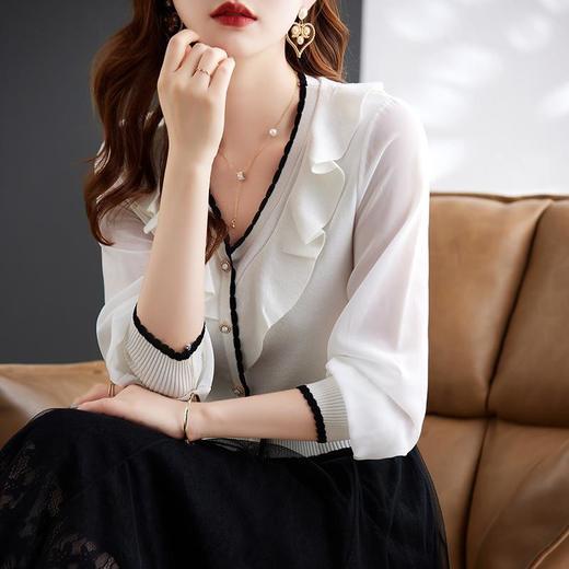 娜璐多 2023春秋新款长袖女式针织衫设计感时尚气质小香风百搭上衣女气质 商品图2