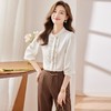 娜璐多 今年流行气质橙色缎面衬衫女2023早秋新款休闲百搭时尚珍珠衬衣女 商品缩略图1