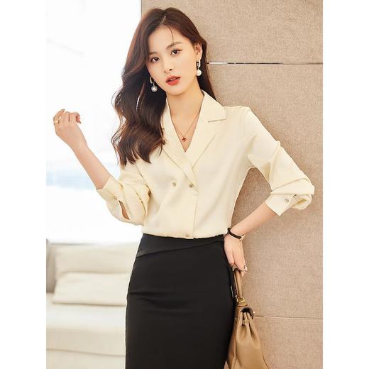 娜璐多 西装领衬衫裙套装女秋季新款宽松时尚打底衫搭配半身裙两件套 商品图1