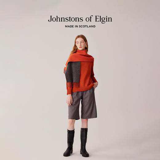 Johnstons of Elgin纯羊绒双面宽幅围巾 纯色 商品图5