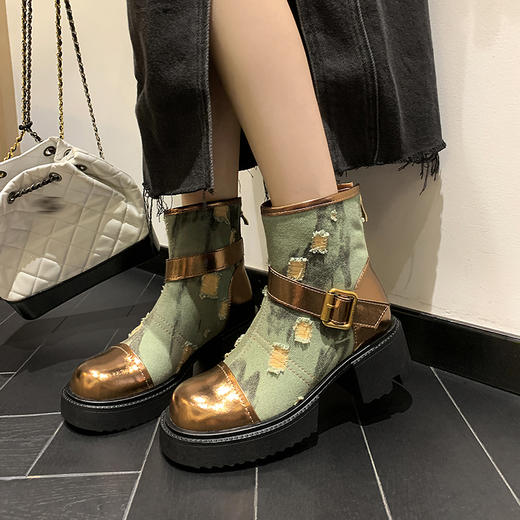 时尚个性，牛仔风潮甜酷厚底辣妹短靴QQJ-JZ-979 商品图4