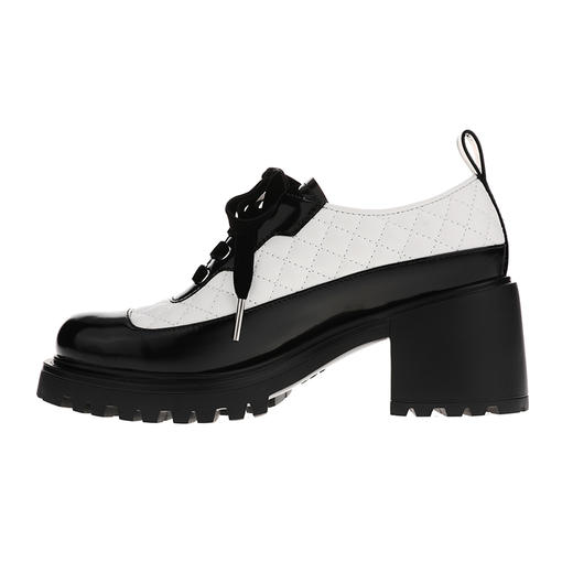 sheme进口牛皮搭配撞色格菱纹车线时尚帅气女士系带乐福鞋可定制 商品图1