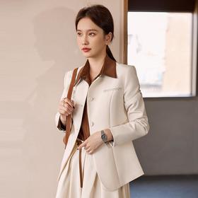 娜璐多 米白色法式套装裙女2023秋季新款轻奢小香风外套中长半身裙两件套