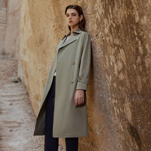 【女士风衣外套】23年秋冬新品女士中长款双排扣风衣时尚直筒外套 商品图1
