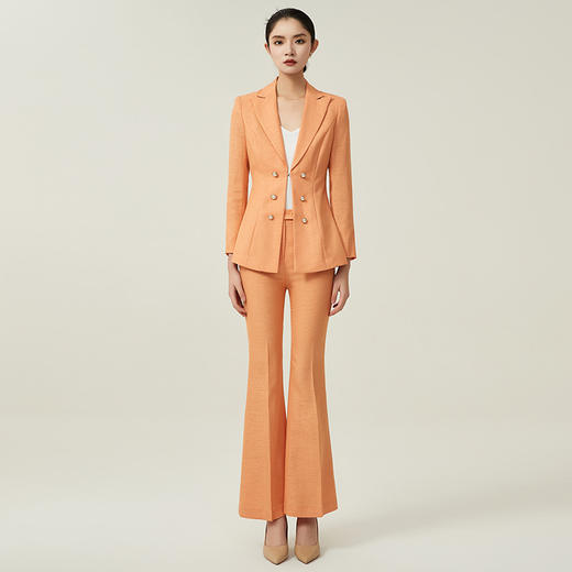 IWY/秋季长袖西装套装女时尚气质高级感阔腿裤职业装橘色休闲西服外套203026CP1 商品图1