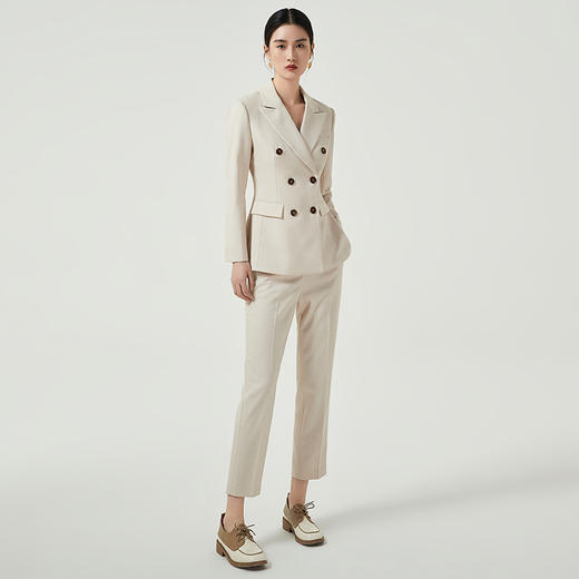 IWY/高级感杏色西装套装女2023新款通勤职业装气质女神范主持西服正装C12353+P12312 商品图1