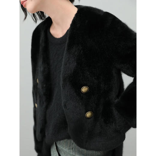 COCOBELLA高奢质感气质丰盈环保皮草冬裸领短款毛绒外套WL57A 商品图4