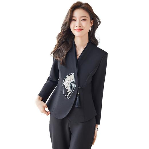 娜璐多 新中式外套+微叭裤两件套2023秋季新款设计感套装重工刺绣高级感 商品图4