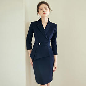 艾尚臣工衣女高端珠宝店销售工作服假两件设计感上班服洋装夏季