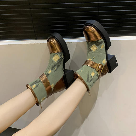 时尚个性，牛仔风潮甜酷厚底辣妹短靴QQJ-JZ-979 商品图0