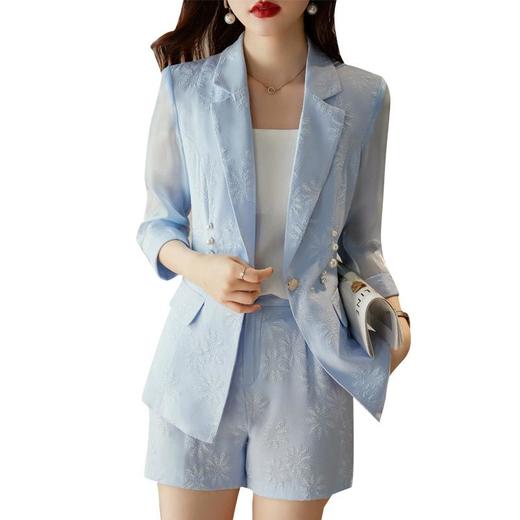娜璐多 休闲西服套装女2023夏季时尚通勤气质女神范高级感西装短裤两件套 商品图4