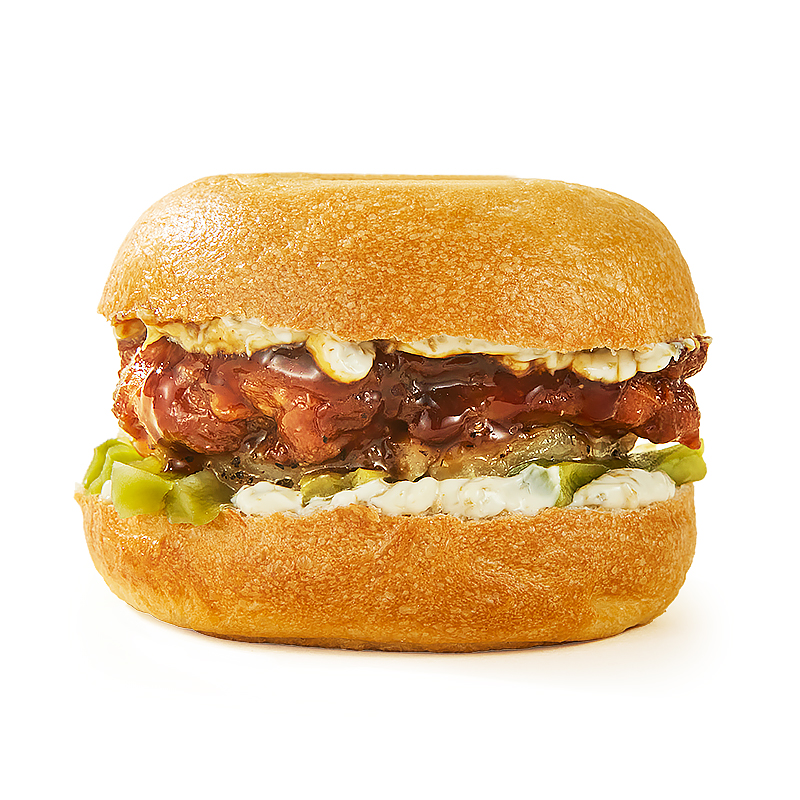 凤梨鸡排贝果汉堡