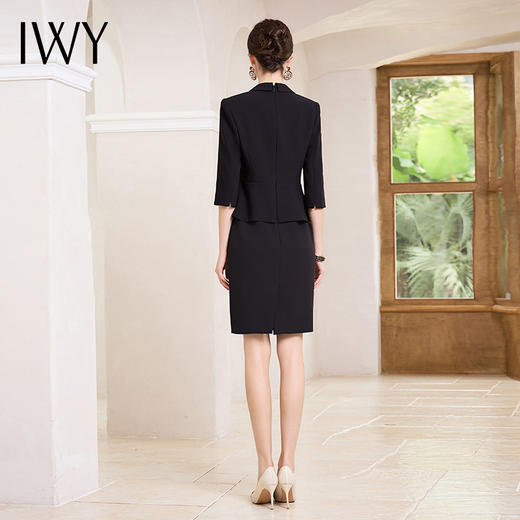 IWY/气质黑色西装连衣裙女初秋款七分袖绑带包臀裙售楼部工作服Q994 商品图6