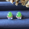 18K玫瑰金和田玉（碧玉）葫芦满钻耳饰/单面葫芦6*8mm/苹果绿 商品缩略图4