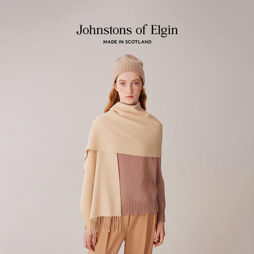 Johnstons of Elgin经典纯羊绒宽幅围巾 纯色 商品图9